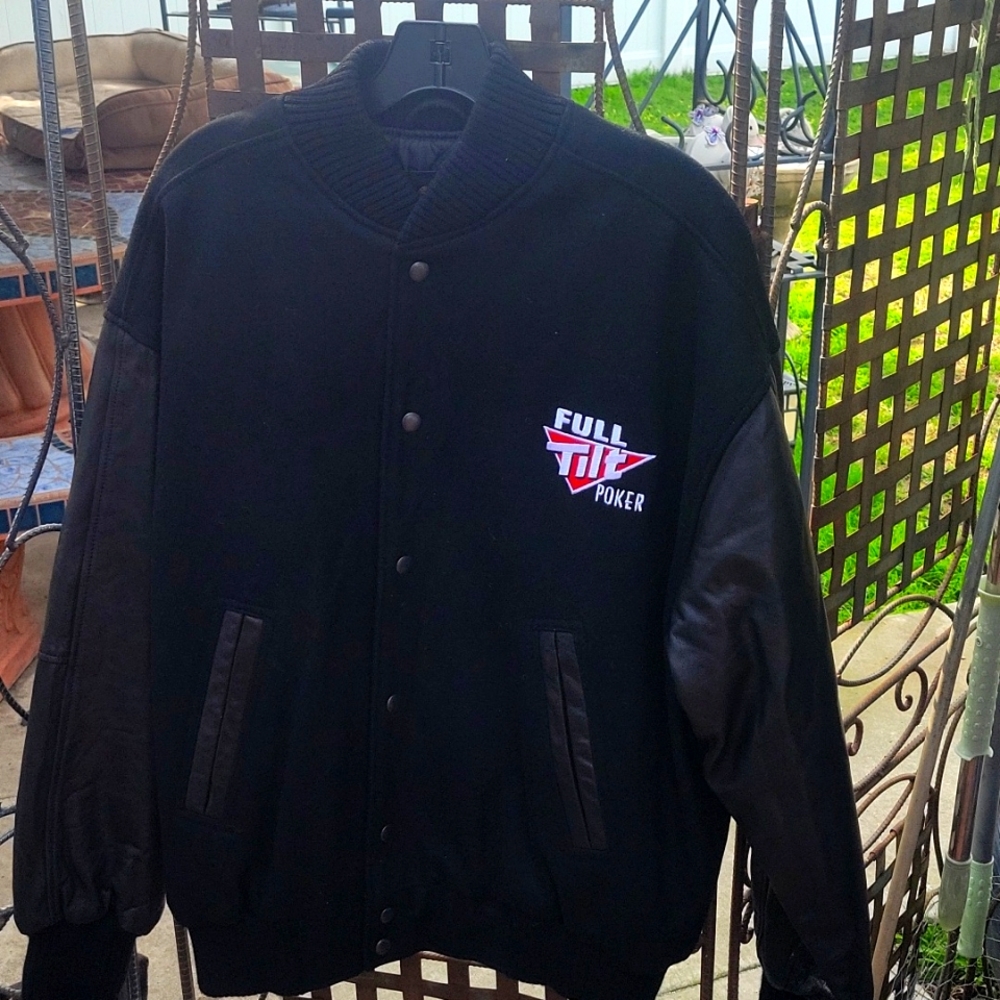 Full Tilt Poker Suede Jacket with Faux Leather Arms